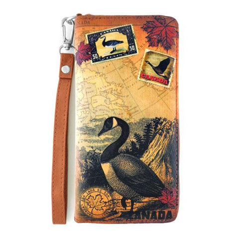 LAVISHY Canada goose print unisex vegan large wristlet wallet