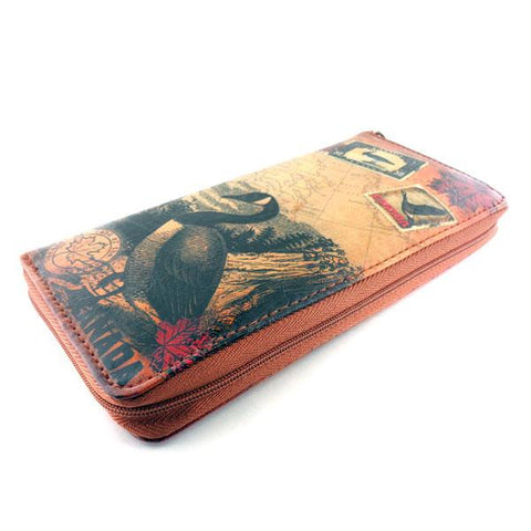 LAVISHY Canada goose print unisex vegan large wristlet wallet