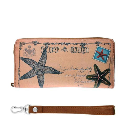LAVISHY vintage postcard style starstarfish unisex wristlet wallet