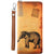 LAVISHY vintage style unisex vegan large wristlet elephant wallet
