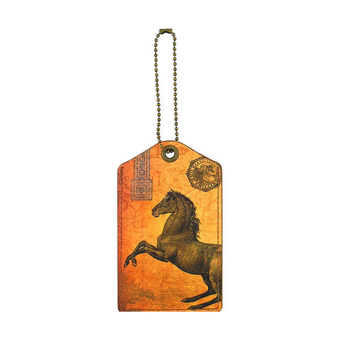 Online shopping for LAVISHY vegan brand LAVISHY's cool unisex vegan/faux leather  luggage tag with vintage style horse print. It's a great gift idea for you or your friends, co-worker & family. Wholesale available at www.lavishy.com