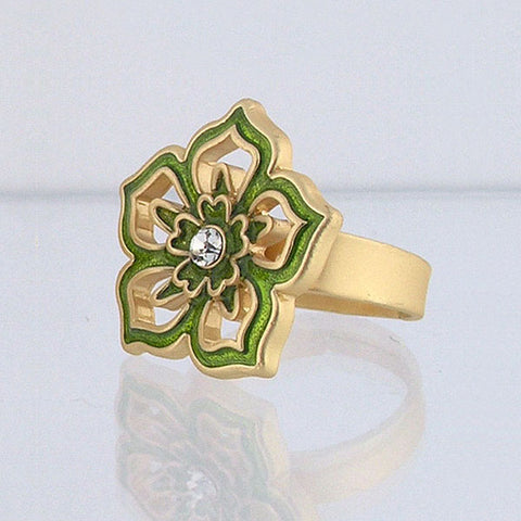 883-046: Handmade enamel flower adjustable ring