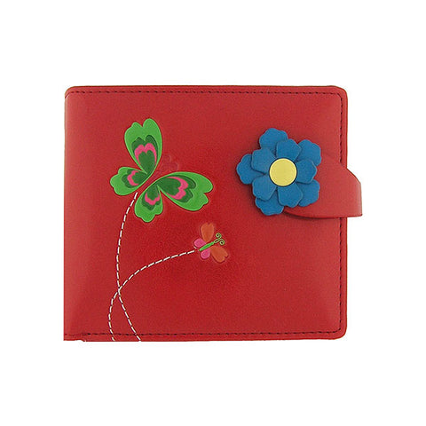 LAVISHY embossed vegan/faux leather medium wallet-Butterfly & flower