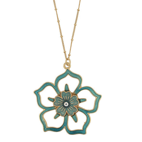 Online shopping for LAVISHY handmade enamel flower necklace for women with rhinestone accent. A great gift for you or your girlfriend, wife, co-worker, friend & family. Wholesale available at www.lavishy.com with many unique & fun fashion accessories.