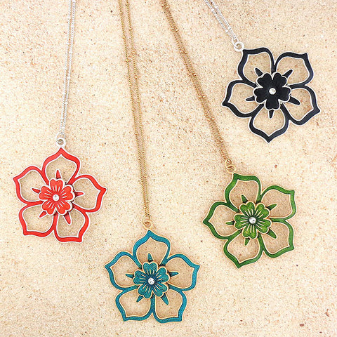 LAVISHY handmade colorful enamel flower necklace for women with rhinestone accent for yourself, great gift for friend & family. Wholesale at www.lavishy.com