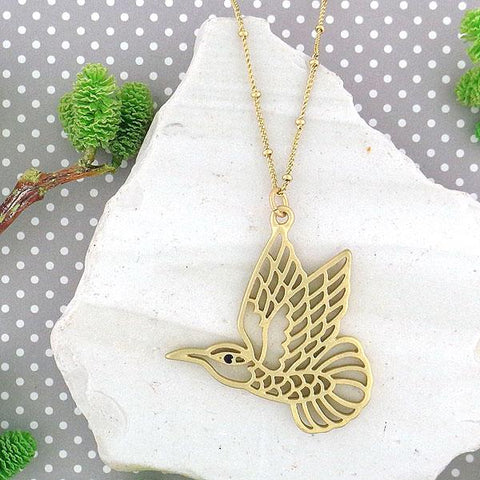 Shop LAVISHY's fun & affordable cutout hummingbird pendant necklace. A great gift for you or your girlfriend, wife, co-worker, friend & family. Wholesale available at www.lavishy.com with many unique & fun fashion accessories.