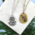LAVISHY butterfly & peony flower vintage style reversible necklace