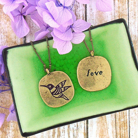 Online shopping for LAVISHY hummingbird & love vintage style reversible necklace. A great gift for you or your girlfriend, wife, co-worker, friend & family. Wholesale at www.lavishy.com with many unique & fun fashion accessories.