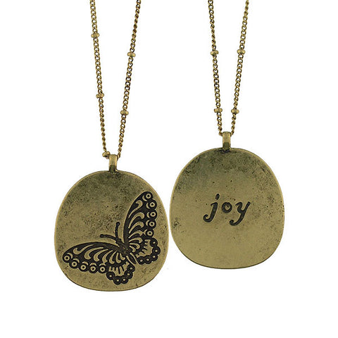 Online shopping for LAVISHY butterfly & joy vintage style reversible necklace. A great gift for you or your girlfriend, wife, co-worker, friend & family. Wholesale at www.lavishy.com with many unique & fun fashion accessories.