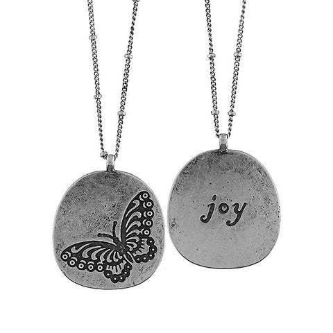 Online shopping for LAVISHY butterfly & joy vintage style reversible necklace. A great gift for you or your girlfriend, wife, co-worker, friend & family. Wholesale at www.lavishy.com with many unique & fun fashion accessories.