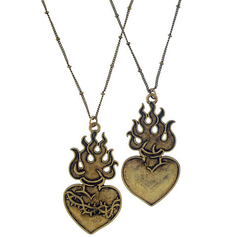 Online shopping for LAVISHY's fun & affordable vintage style reversible tattoo style Sacred Heart pendant long necklace. A great gift for you or your girlfriend, wife, co-worker, friend & family. Wholesale at www.lavishy.com with many unique & fun fashion accessories.