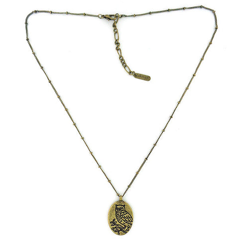 LAVISHY handmade vintage style owl & maple leaf reversible necklace