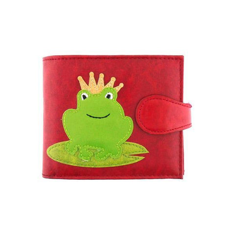 LAVISHY fun & Eco-friendly frog prince charming applique vegan medium bifold wallet. Great for everyday use, cool gift for family & friends. Wholesale at www.lavishy.com for gift shops, clothing & fashion accessories boutiques, book stores in Canada, USA & worldwide since 2001.