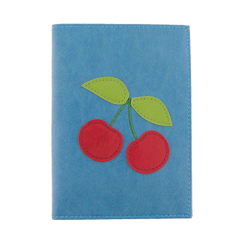 LAVISHY Eco-friendly cherry applique vegan leather passport cover. Great for travel or gift for your family and friends. Wholesale at www.lavishy.com for gift shops, clothing and fashion accessories boutiques, book stores in Canada, USA and worldwide since 2001.