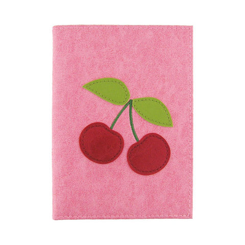 LAVISHY Eco-friendly cherry applique vegan leather passport cover. Great for travel or gift for your family and friends. Wholesale at www.lavishy.com for gift shops, clothing and fashion accessories boutiques, book stores in Canada, USA and worldwide since 2001.