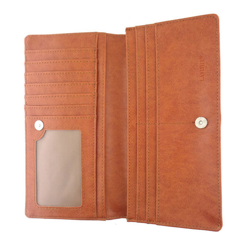 LAVISHY Eco-friendly cute owl bird applique vegan large wallet