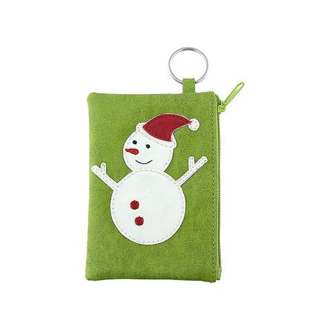 Online shopping for vegan brand LAVISHY's playful vegan snowman applique key ring coin purse. Great for everyday use, fun gift for family & friends. Excellent Christmas stocking gift idea. Wholesale at www.lavishy.com for gift shop, clothing & fashion accessories boutique, book store in since 2001.
