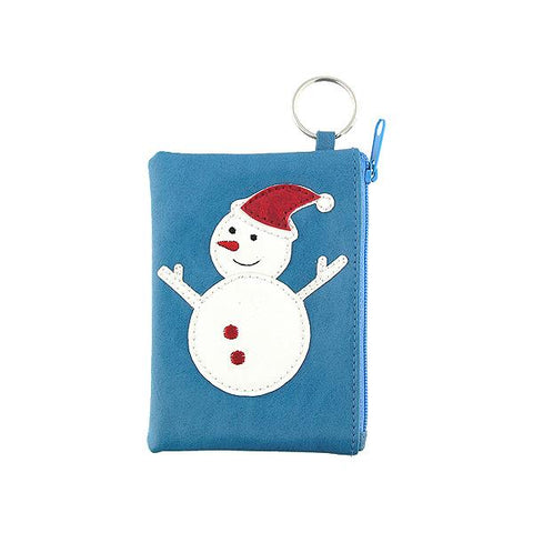 Online shopping for vegan brand LAVISHY's playful vegan snowman applique key ring coin purse. Great for everyday use, fun gift for family & friends. Excellent Christmas stocking gift idea. Wholesale at www.lavishy.com for gift shop, clothing & fashion accessories boutique, book store in since 2001.