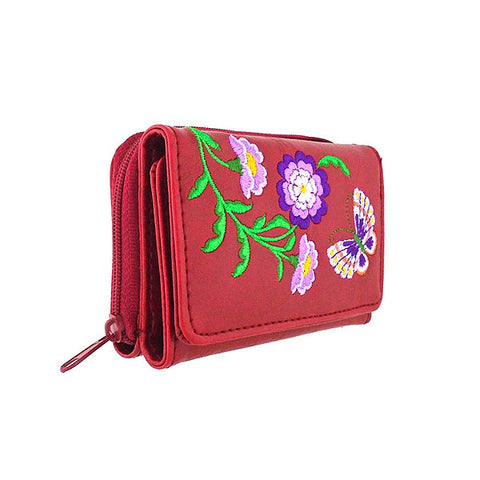 LAVISHY Eco-friendly, ethically made, cruelty free small tri-fold embroidered wallet for women features delightful flower & butterfly embroidery motif. Wholesale at www.lavishy.com for retailers like gift shop, clothing & fashion accessories boutique & book store worldwide since 2001.