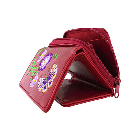 LAVISHY Eco-friendly, ethically made, cruelty free small tri-fold embroidered wallet for women features delightful flower & butterfly embroidery motif. Wholesale at www.lavishy.com for retailers like gift shop, clothing & fashion accessories boutique & book store worldwide since 2001.