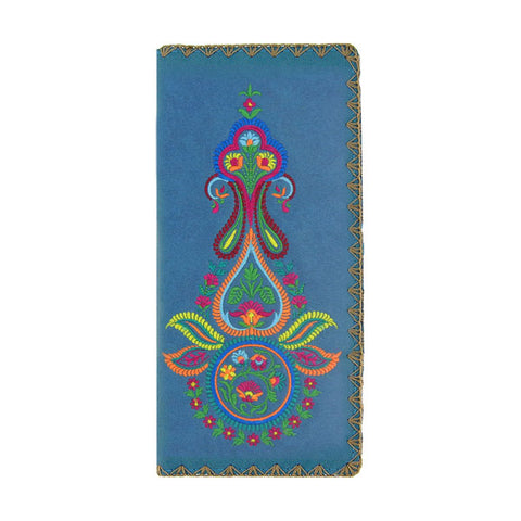 LAVISHY Indian paisley embroidered large vegan flat wallet for women