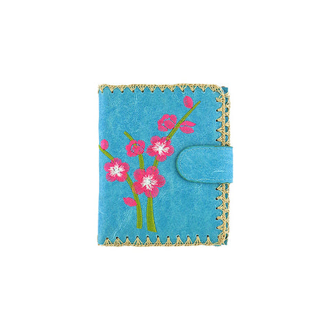 LAVISHY plum blossom flower embroidered vegan medium wallet for women