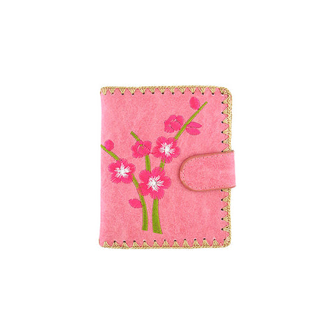 LAVISHY plum blossom flower embroidered vegan medium wallet for women
