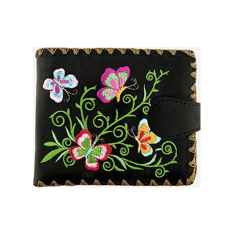97-212: Butterfly embroidered medium flat wallet