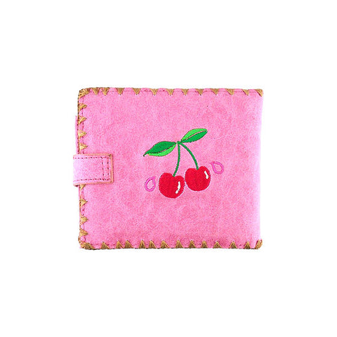LAVISHY  embroidered cherry medium bifold wallet for women that is Eco-friendly, ethically made, cruelty free. Great for everyday use or a gift for your family & friends. Wholesale at www.lavishy.com to gift shops, fashion accessories & clothing boutiques worldwide since 2001.