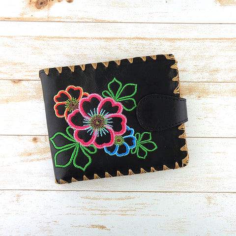 Online shopping for LAVISHY  embroidered flower medium bifold wallet for women that is Eco-friendly, ethically made, cruelty free. Great for everyday use or a gift for your family & friends. Wholesale at www.lavishy.com to gift shops, fashion accessories & clothing boutiques worldwide since 2001.