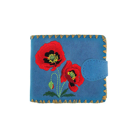 LAVISHY embroidered poppy vegan bifold medium wallet for women
