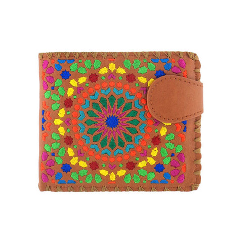 LAVISHY embroidered Moroccan pattern vegan medium wallet for women