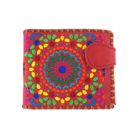LAVISHY embroidered Moroccan pattern vegan medium wallet for women