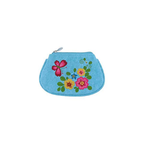 Online shopping for LAVISHY  flower & butterfly embroidered cute little vegan coin purse that is Eco-friendly, ethically made, cruelty free. Great for everyday use or a gift for your family & friends. Wholesale at www.lavishy.com to gift shops, fashion accessories & clothing boutiques, book stores worldwide since 2001.