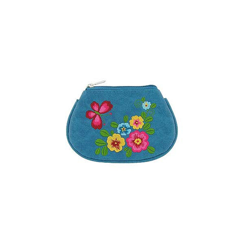 Online shopping for LAVISHY  flower & butterfly embroidered cute little vegan coin purse that is Eco-friendly, ethically made, cruelty free. Great for everyday use or a gift for your family & friends. Wholesale at www.lavishy.com to gift shops, fashion accessories & clothing boutiques, book stores worldwide since 2001.