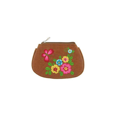 Online shopping for LAVISHY  flower & butterfly embroidered cute little vegan coin purse that is Eco-friendly, ethically made, cruelty free. Great for everyday use or a gift for your family & friends. Wholesale at www.lavishy.com to gift shops, fashion accessories & clothing boutiques, book stores worldwide since 2001.