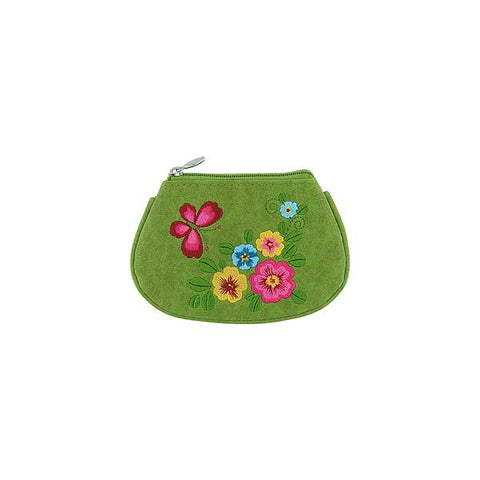 Online shopping for LAVISHY  flower & butterfly embroidered cute little vegan coin purse that is Eco-friendly, ethically made, cruelty free. Great for everyday use or a gift for your family & friends. Wholesale at www.lavishy.com to gift shops, fashion accessories & clothing boutiques, book stores worldwide since 2001.