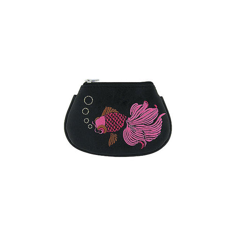 Online shopping for LAVISHY  goldfish embroidered cute little vegan coin purse that is Eco-friendly, ethically made, cruelty free. Great for everyday use or a gift for your family & friends. Wholesale at www.lavishy.com to gift shops, fashion accessories & clothing boutiques, book stores worldwide since 2001.