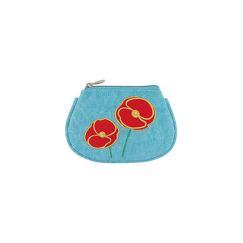 LAVISHY poppy flower embroidered cute little vegan coin purse that is Eco-friendly, ethically made, cruelty free. Great for everyday use or a gift for your family & friends. Wholesale at www.lavishy.com