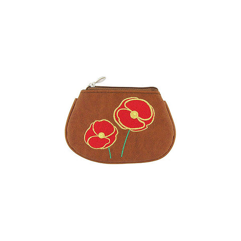 LAVISHY poppy flower embroidered cute little vegan coin purse that is Eco-friendly, ethically made, cruelty free. Great for everyday use or a gift for your family & friends. Wholesale at www.lavishy.com