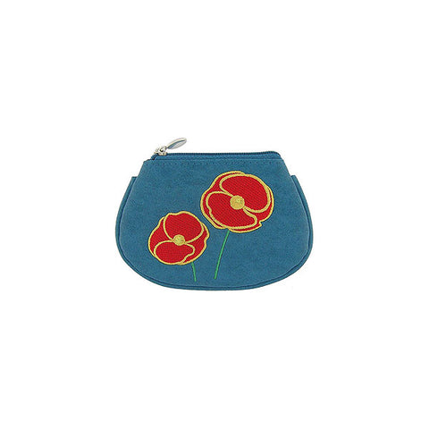 LAVISHY poppy flower embroidered cute little vegan coin purse that is Eco-friendly, ethically made, cruelty free. Great for everyday use or a gift for your family & friends. Wholesale at www.lavishy.com