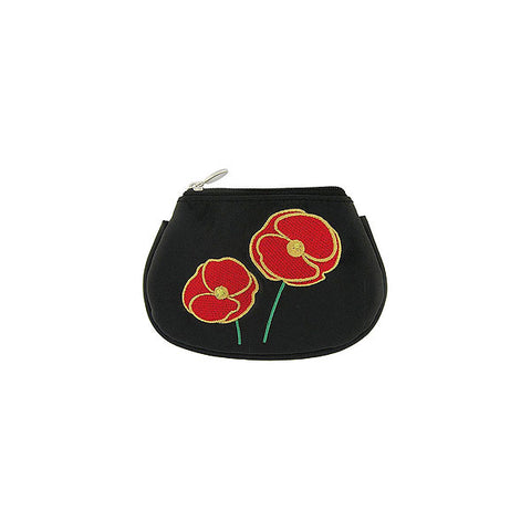 LAVISHY poppy flower embroidered cute little vegan coin purse that is Eco-friendly, ethically made, cruelty free. Great for everyday use or a gift for your family & friends. Wholesale at www.lavishy.com