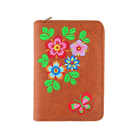 LAVISHY Eco-friendly embroidered flower & butterfly vegan cardholder