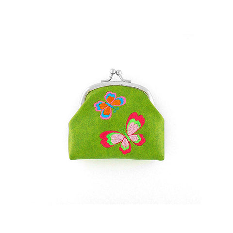 Online shopping for vegan brand LAVISHY's love butterfly embroidered kiss lock frame vegan coin purse that is Eco-friendly, ethically made, cruelty free. Great for everyday use or a gift for your family & friends. Wholesale at www.lavishy.com to gift shops, fashion accessories & clothing boutiques worldwide since 2001.