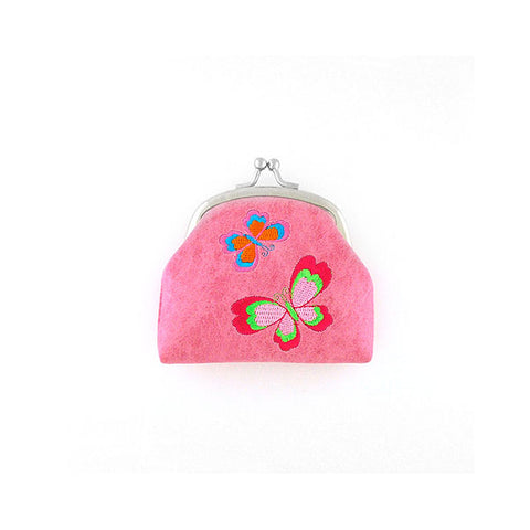 Online shopping for vegan brand LAVISHY's love butterfly embroidered kiss lock frame vegan coin purse that is Eco-friendly, ethically made, cruelty free. Great for everyday use or a gift for your family & friends. Wholesale at www.lavishy.com to gift shops, fashion accessories & clothing boutiques worldwide since 2001.