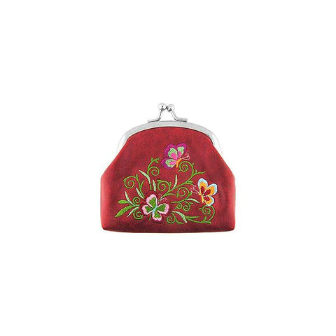 Online shopping for vegan brand LAVISHY's butterfly embroidered kiss lock frame vegan coin purse that is Eco-friendly, ethically made, cruelty free. Great for everyday use or a gift for your family & friends. Wholesale at www.lavishy.com to gift shops, fashion accessories & clothing boutiques worldwide since 2001.