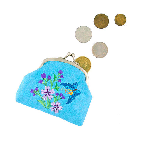 LAVISHY butterfly embroidered kiss lock frame vegan coin purse for everyday use or a gift for family & friends. Wholesale at www.lavishy.com