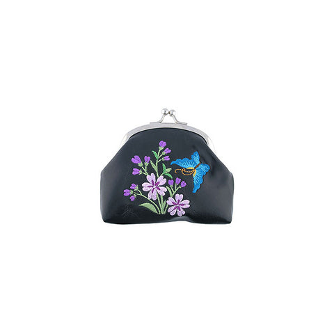 LAVISHY butterfly embroidered kiss lock frame vegan coin purse for everyday use or a gift for family & friends. Wholesale at www.lavishy.com