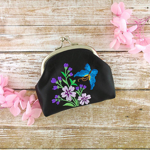 LAVISHY butterfly embroidered kiss lock frame vegan coin purse for everyday use or a gift for family & friends. Wholesale at www.lavishy.com