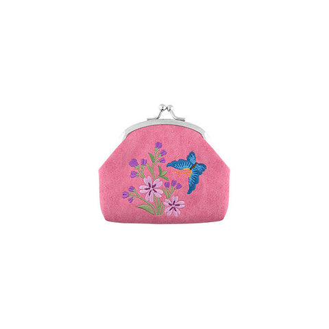 LAVISHY butterfly embroidered kiss lock frame vegan coin purse for everyday use or a gift for family & friends. Wholesale at www.lavishy.com